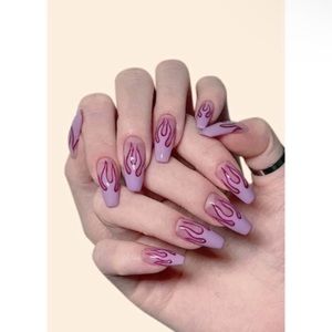 Fire Flames Pattern Press On Nails
